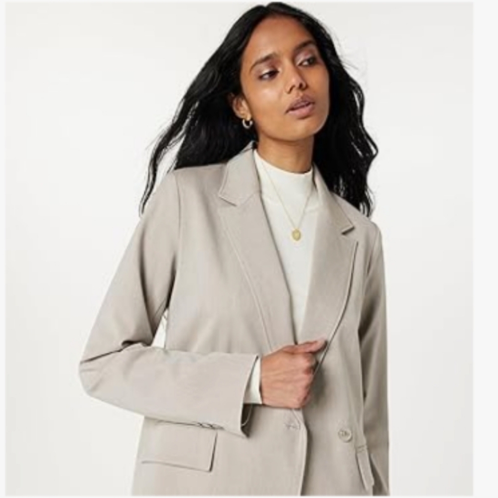 The Drop Heater Cream Liza Relaxed Single-Breasted Blazer Size Large NWT - Picture 3 of 10